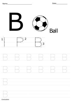 the letter b is for ball worksheet with an uppercase and lowercase