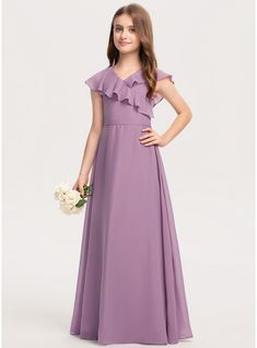 Bridesmaid Dresses Floor Length, Fall Bridesmaid Dresses, Girls Long Dresses, Junior Bridesmaid Dress, Cascading Ruffles, Dresses Chiffon, Kids Designer Dresses, Bridesmaid Dresses Online, Frocks For Girls