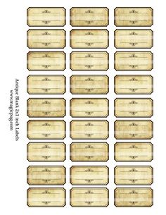 wooden labels with the names and numbers of each item on them, all lined up in rows