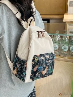 Bird in Bag - Fashionable Embroidered Backpack for Women's Daily Use Trendy Embroidered Backpack For Everyday Use, Trendy Embroidered Backpack For Travel, Casual Embroidered Backpack For Daily Use, Casual Embroidered Backpack For Students, Embroidered Everyday Bags For Back To School, Casual Embroidered Student Backpack, Back To School Everyday Embroidered Bags, Embroidered Backpack, University Girl