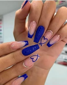 Ballerina Acrylic Nails, Blue Acrylic Nails, Smink Inspiration, Manicure Tips, Coffin Press On Nails, Valentine Nails, Acrylic Nails Coffin Short, Diamond Nails, Best Acrylic Nails