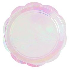 an empty plastic plate with pastel holographics