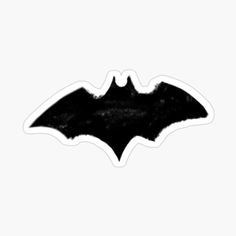 a black and white drawing of a bat sticker on a white background with the word batman written across it