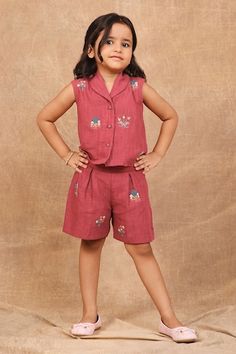 Buy Ivory Handloom Organic Cotton Embroidered Floral Top And Pant Set For Girls by The Right Cut Online at Aza Fashions. Cute Bouquet, Set Saree, Hair Accessories Collection, Floral Embroidered Top, Elastic Shorts, Top And Pants Set, Sharara Set, Collar Jacket, Red Colour