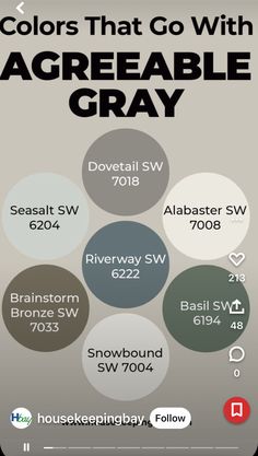 the colors that go with agreeable gray on an iphone screen, showing different shades