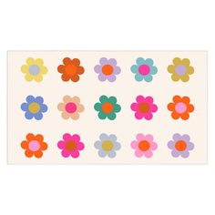 colorful flower stickers on a white background