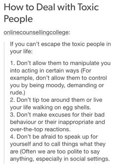 a text description with the words how to deal with toxic people