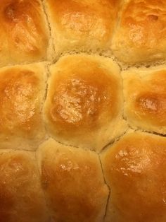 a close up view of some bread rolls