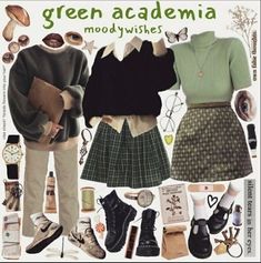 Outfit Ideas England, Preppy Vintage Outfits, Transfemme Fashion Tips, Witchcore Outfit Male, Library Chic Outfits, Green Academia Aesthetic Outfit, Green Academia Outfit, Soft Academia Aesthetic Outfits, Chaotic Academia Aesthetic Outfit