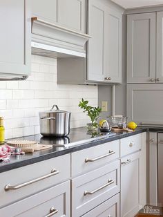 the kitchen counter is clean and ready for us to use