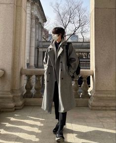 Winter Clothing Aesthetic Men, Korean Male Fashion Winter, Winter Outfit Aesthetic Men, Korean Coat Outfits Men, Gray Men Outfit, Asian Winter Outfits Men, Korean Winter Outfit Men, Mens Luxury Lifestyle Fashion, Asian Men Streetwear