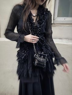 Winter Goth Outfits, Darkly Inclined, Goth Outfit Inspo, Layered Outfit, Goth Dress, Outfit Dress, Gothic Outfits, Gaming Clothes, Goth Outfits