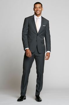 The Groomsman Suit: Charcoal Gray Jacket Grey Suit Brown Shoes, Mens Suits Black, Gray Groomsmen Suits, Grey Suit Wedding, Dark Grey Dress Pants, Groom Fashion