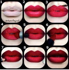 Shading your lips makes a world of difference... I never to a bold lip without shading at least a little. Makeup Bibir, Extreme Make-up, Lipstick Hacks, Lipstick Tutorial, Lip Tutorial