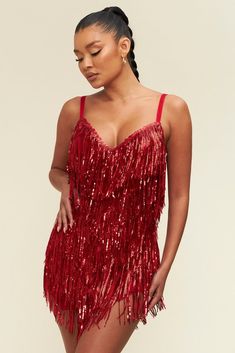 Sequin Fringe Dress, Fringe Mini Dress, No Rules, Flapper Style, Short Cocktail Dress, Fringe Dress, Red Sequin, Sequin Mini, Sequin Mini Dress