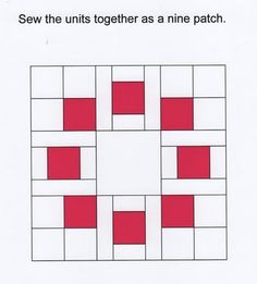 a book with red squares on it and the title sew the units together as a nine patch