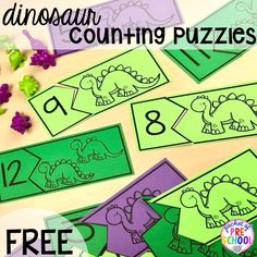 dinosaur counting puzzles with free printable numbers