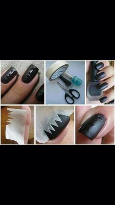 Cool Nail Trick! Black Vs White, Black And White Nail, Black And White Nails, Black And White Nail Art, Black Nail Art, White Nail Art, Nail Art Designs Diy, Simple Nail Art Designs, Super Nails