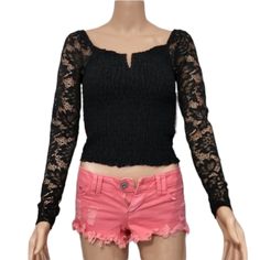 Crave Fame Black Long-Sleeved Lace Top Size M New With Tag Armpit To Armpit=14 In More Elastic Top Length=18 In 100% Excellent Condition, No Hole Stain. No No Pets. Free Smoke Home Fast And Care Shipping. Send Next Day. Accept All Reasonable Offers. Please Look All Photos C0 Stretch Casual Long Sleeve Lace Top, Trendy Long Sleeve Lace Top, Casual Long Sleeve Stretch Lace Top, Black Casual Long Sleeve Top For Summer, Casual Black Long Sleeve Top For Summer, Stretch Long Sleeve Lace Top, Fitted Black Long Sleeve Top For Summer, Black Long Sleeve Lace Top For Summer, Casual Stretch Lace Top