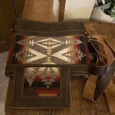 Gorgeous Pendleton Bag & Matching Compact Wallet. Bought Directly From Ttt But They Didn’t Come With Tags. Bag Measures Approximately 8” H X 9” W, Including A 1” W Removable/Adjustable Shoulder Or Crossbody Strap: 30” - 55.5” L (Including Hardware). This Bag Features Antique Brass Hardware & A Magnetic Snap Closure. Wallet Measures Approximately: 5.25" L X 4" W (Closed), 4 Card Slots (Each Fit Multiple Cards) & Cash Slot. Handcrafted From Pendleton And Leather. 100% Authentic. Smoke Free Home. T Vintage Brown Crossbody Wallet, Brown Satchel Shoulder Bag With Card Slots, Vintage Brown Shoulder Bag With Card Slots, Tory Burch Fleming Bag, Pendleton Bag, Hipster Purse, Brown Leather Crossbody Bag, Large Crossbody Bags, Black Crossbody Purse