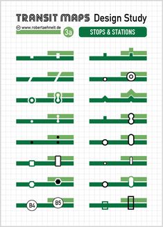 the transit map is shown in green and white, with numbers on each one side