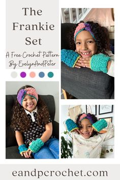 The Frankie Set Crochet Pattern - Evelyn And Peter Crochet Crocheted Headbands, Foundation Half Double Crochet, Gloves Crochet, Finger Crochet, Foundation Single Crochet, Christmas Beanie, Crochet Toddler, Crochet Headband Pattern, Boucle Yarn