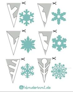 paper snowflakes are cut out and placed on top of each other