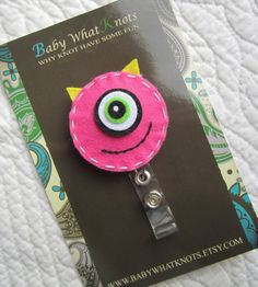 This is an adorable monster retractable badge holder. You can easily show off your personality and style with this badge holder. These work great for anyone who has to wear an ID on a regular basis. Perfect for Teachers, Nurses, Doctors, Executives, Dentists, Students, and many more.******ANY OF THE FELT APPLIQUES ON ANY OF THE ITEM IN OUR SHOP CAN BE USED FOR AN ID BADGE REEL, PLEASE JUST ASK AND WE CAN MAKE IT FOR YOU. ******Copyright is owned by Baby WhatKnots LLC 2010-Current.*************** Jesse Tree Ornaments, Pink Monster, Retractable Id Badge Holder, Green Monster, Retractable Badge Holder, Nurse Doctor, Green Monsters, Id Badge Reels, Handmade Ideas