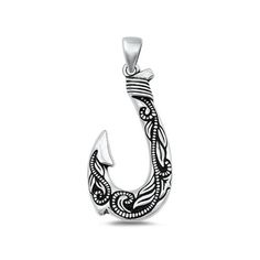 Sterling Silver Hawaiian Tribal Fish Hook Pendant Oxidized Charm 925 New Jewelry Female Unisex All our silver jewelry is crafted from .925 silver also commonly referred to as sterling silver. Sterling silver is the standard for beautiful high-quality silver jewelry and cannot be replicated by lower priced silver plated jewelry. It is 92.5% pure silver, mixed with alloys to add strength and durability to stand the test of time. Keep your fine jewelry shiny and elegant by storing it properly. Jewelry needs to be stored in a dry area, preferably away from air in a jewelry box or plastic bag. Avoid exposure to harsh chemicals. Use a polishing cloth to remove tarnish build-up over time. Size: One Size.  Age Group: adult. Silver Plated Jewelry, New Jewelry, Plated Jewelry, Pearl Stud Earrings, Pearl Studs, Bling Jewelry, Fish Hook, Sterling Silver Charm, Pure Silver