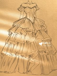 a drawing of a dress made out of paper