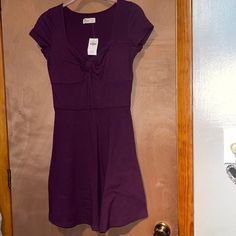 Purple Summer Dress . Hollister Size Small New With Tags Casual Purple A-line Mini Dress, Purple Fitted Casual Midi Dress, Casual Fitted Purple Midi Dress, Casual A-line Purple Mini Dress, Fitted Purple Midi Dress Casual Style, Casual Fit And Flare Dress In Solid Color, Casual Purple Midi Mini Dress, Casual Fitted Purple Dress, Fitted Casual Purple Dress