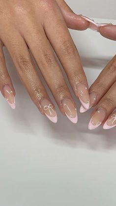 Nail's🩷 French Tip With Nail Design, Pink Grad Nail, Non Girly Nails, Easy Acrylic Designs, Acyrilics Nails Ideas Summer, Pastel Nail Inspiration, Classy Graduation Nails Almond, Gel X Nail Designs Simple, Graduation Gel Nail Ideas