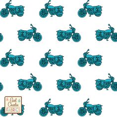 a blue motorcycle pattern on a white background