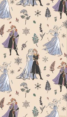 the frozen princess and prince are hugging in front of each other on a pink background