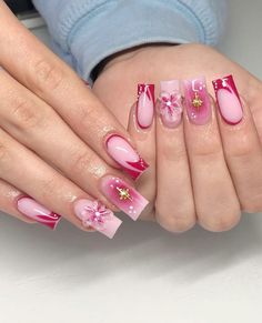 Hawaiian Nails, Romantic Nails, Easy Nails, Nails Now, Glow Nails, Nail Swag, Square Acrylic Nails