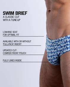 BANG! Swim Briefs sport the cut of a classic men’s racing swimsuit, yet we tuned its style up a notch by enhancing its curves to give it a trendier fit and BANG!’s signature ‘perfect fit’ for high-quality swimwear. Fit sits low for a sexier masculine touch. ★ CHOOSE YOUR PREFERRED OPTION ★ BANG! Swim Briefs come in two versions: 1. WITH Full-Pack system: Our proprietary “Full Pack” feature provides a REMOVABLE padded frontal internal pouch that offers protection and a fuller feel in the right pl Fitted Technical Swimwear For Swimming, Technical Fitted Swimwear For Swimming, Functional Stretch Swimwear For Sports, Functional Blue Fitted Swimwear, Functional Fitted Blue Swimwear, Blue Fitted Functional Swimwear, Breathable Fitted Swim Trunks For Training, Fitted Breathable Swim Trunks For Training, Functional Fitted Swim Trunks For Swimming