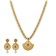 22K Gold & Uncut Diamond Dayita Set - Virani Jewelers Gold Mangalsutra, Uncut Diamond, Jewelry Design Necklace, 22k Gold, Emerald, Gold Earrings, Necklace Lengths, Jewelry Design, Yellow Gold