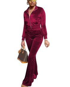 PRICES MAY VARY. 【 Material 】This two piece outfits for women is made of velour, high elasticity lightweight and soft, slim and comfortable. Elastic fabric allows you to move freely. Womens velour jogger tracksuit 2 piece outfits set, plus size sweatsuits set, workout sets for women, athleisure sets women，Vintage elegant velvet, worn for luxury and sophistication，womens velour sweatsuit suit with zip up jacket and pants sets, perfect for Spring Fall and Winter. 【 Benefits 】Velvet has a soft and Plus Size Two Piece Outfit, Velvet Tracksuit, Velvet Joggers, Sweat Suits, Pants Cute, Cute Fall Outfits, Jogger Set, Say Something, Zip Up Jacket