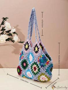 BirdinBag - Vintage Hollow Out Colorblock Woven Handbag - Perfect for Casual Travel Travel Handbag, Travel Handbags, Word Wrap, Crochet Bags, Womens Tote Bags, Crochet Bag, Color Blocking, Bag Lady, Tote Bag