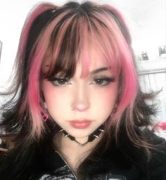 Egirl Hair, Pink And Black Hair, Extension Hair, Rainbow Hair Color, Hair Color Streaks, Hair Streaks, Hair Stylies, Alternative Hair