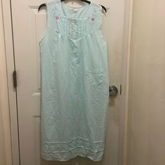 Loti:Nwt, Women’s Size 2x Blue Nightgown With Embroidered Collar. Blue Nightgown For Spring, Blue Spring Nightgown For Overnight, Light Blue Sleeveless Cotton Sleepwear, Sleeveless Light Blue Cotton Sleepwear, Light Blue Cotton Nightgown For Loungewear, Blue Cotton Nightgown For Sleepover, Spring Sleeveless Nightgown, Spring Sleeveless Nightgown For Overnight, Blue Nightgown