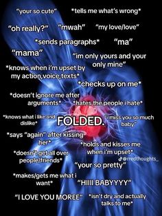 a poem written in blue and black with the words folded