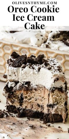 an oreo cookie ice cream cake on a plate