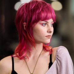 40 Mullet Wolf Cut Ideas to Go Retro! | HairAide Pink Wolf Cut, Side Bangs With Long Hair, Pink Wolf, Rock Hairstyles, Short Grunge Hair, Shaggy Hair, Honey Hair