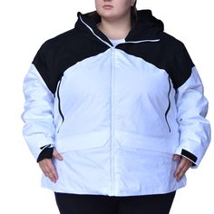 New with tags. SCO-2260 Cami White Black. The Snow Country Outerwear cami snow jacket, comes in TRUE US sizes, 1X-6X The coat has a durable water repellancy coating, medium weight insulation that retains body heat, critical taped seams, and inner wrist cuffs. There is an inner snowskirt inside the jacket, thermal mesh lining, an insulated and removable hood, water tight zippers, and an audio and goggle pocket inside. Black Ski Jacket, Snow Skirt, Ski Coat, Coat Women Fashion, Cross Country Skiing, Snow Jacket, Fleece Coat, Winter Jackets Women, Warm Coat