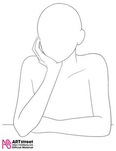 a drawing of a person holding their hand to their face