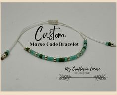 **free shipping on orders $35 and up** * Please be sure to double check all spelling  prior to checkout, Thanks Morse Code Bracelet This listing is for 1 Bracelet They are made with wax thread and Tiny Seed Beads size 8  The bracelet is adjustable and fits most wrists All sizes will open up to approximately 6 1/2" - 10 1/2 " and will be adjustable using a sliding knot. If you need a larger or a shorter size let me know  Morse code is an alphabet or code in which letters are represented by combinations of long and short signals. Each character is represented by a unique sequence of dots and dashes. The product will come in a small organza bag and bubble mailer envelope All of my items are created and shipped from a smoke-free home. *please note that color may differ slightly from how it app Adjustable Inspirational Beaded Bracelets, Handmade Adjustable Meaningful Bracelets, Inspirational Adjustable Beaded Friendship Bracelets, Adjustable Beaded Meaningful Bracelets, Inspirational Beaded Friendship Bracelets, Handmade Inspirational Adjustable Friendship Bracelets, Inspirational Adjustable Beaded Name Bracelet, Inspirational Handmade Adjustable Friendship Bracelets, Inspirational Adjustable Hypoallergenic Beaded Bracelets