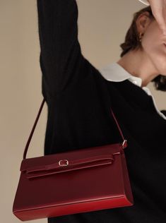 Dark Cherry Shoulder Bag Burgundy Shoulder Bag, Maroon Handbag, Bags Elegant, Formal Bag, Burgundy Purse, Summer Office Outfits, Burgundy Bag, Luxury Bags Collection, Shoulder Bag Vintage