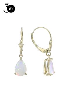 1.53ctw Pear Ethiopian Opal 10k Yellow Gold Dangle Earrings. Measures Approximately 1.10"L x 0.25"W. Leverbacks. Gold Dangle Earrings, Gold Earrings Dangle, Pretty Jewellery, Ethiopian Opal, Pear, Opal, Dangle Earrings, Yellow Gold, Yellow