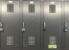 a row of metal lockers sitting next to each other